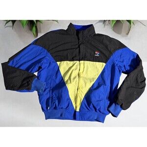 Vtg 90s BELLWETHER Neon Green Blue CYCLING JACKET Windbreaker Gym Adult  L USA